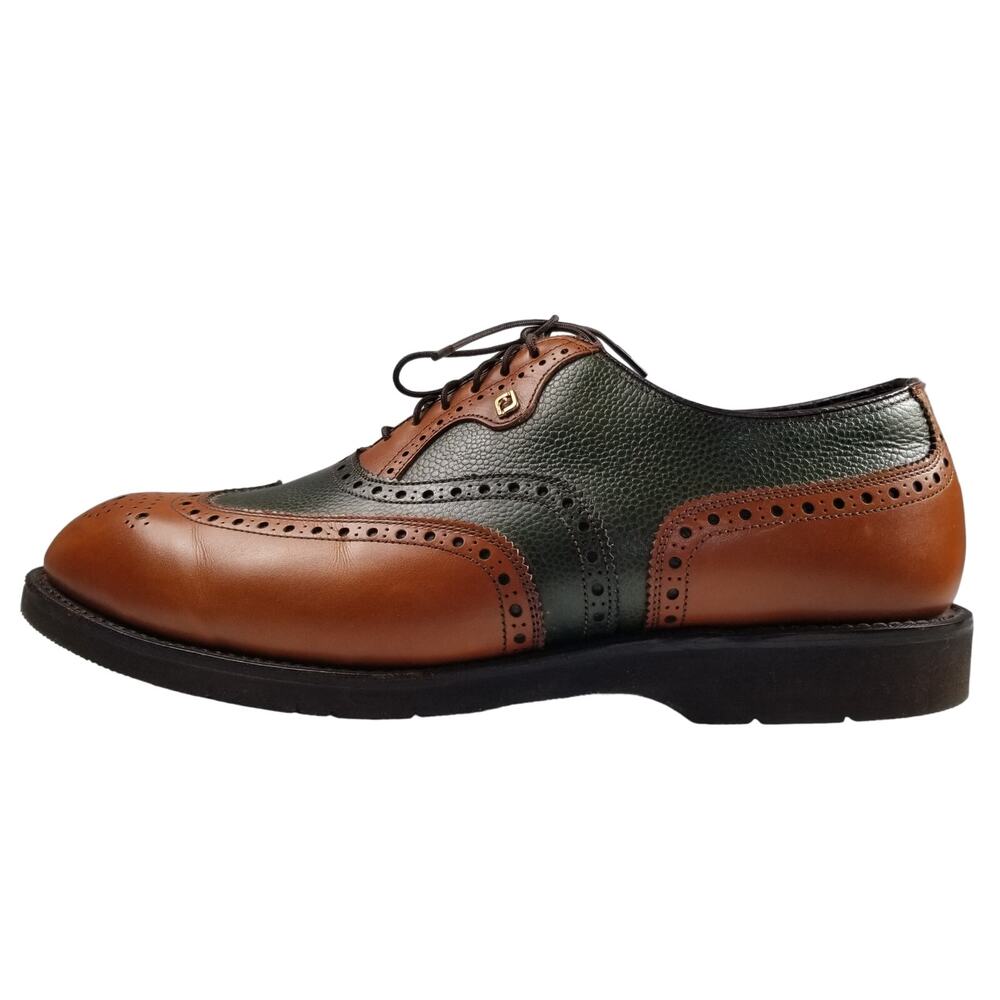 Footjoy  Vintage USA Leather Oxfords Wingtip Brogue Men Shoes Green Saddle   9 D